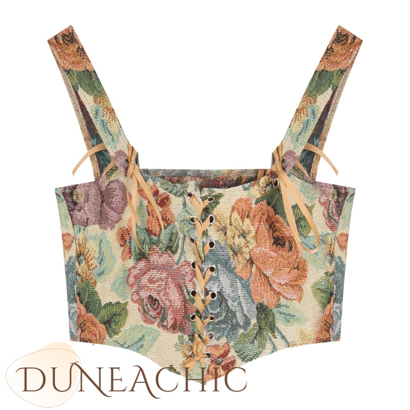 DUNEA Áo hai dây hở lưng phong cách cổ điển gợi cảm thời trang dành cho nữ