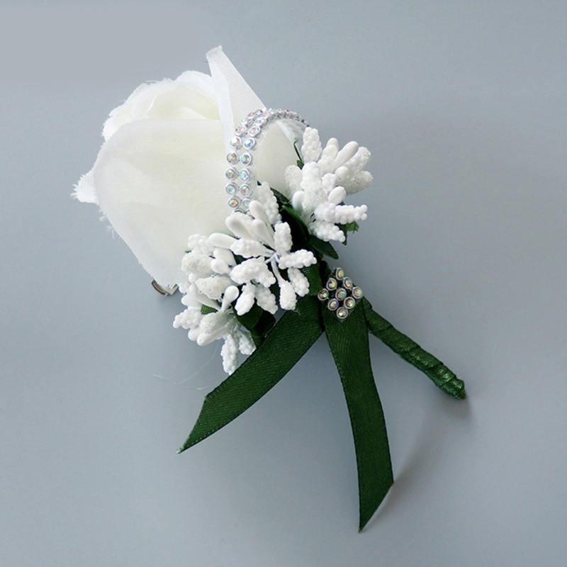 Bộ 3 Bông Hồng Giả Đính Đá Trang Trí Cho Chú Rể