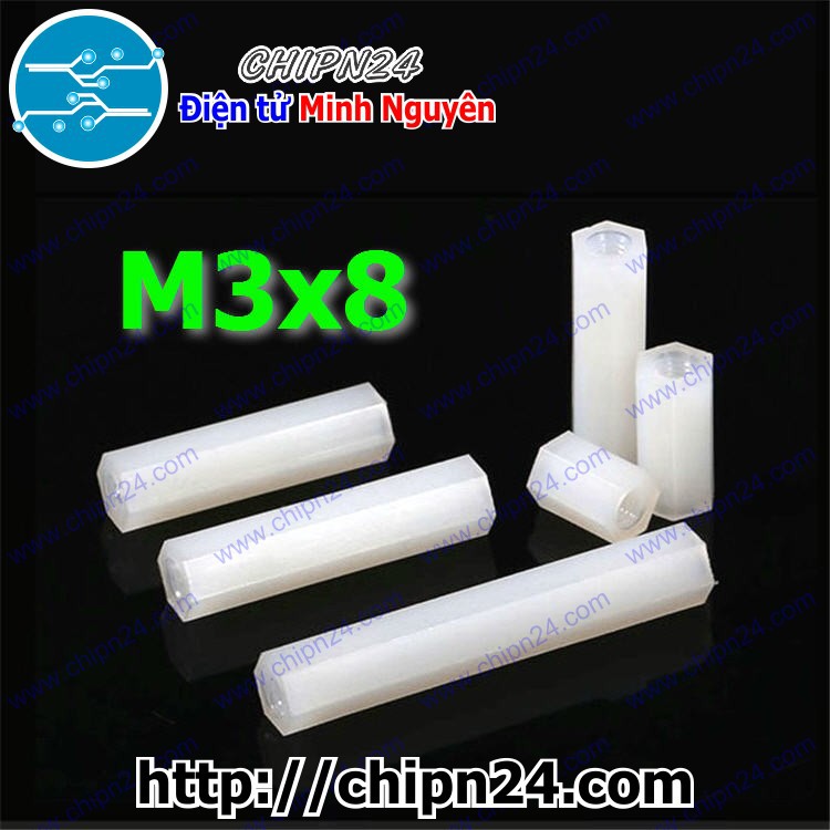 [10 CÁI] (F62.P) Cọc nhựa M3x8 (C-C)