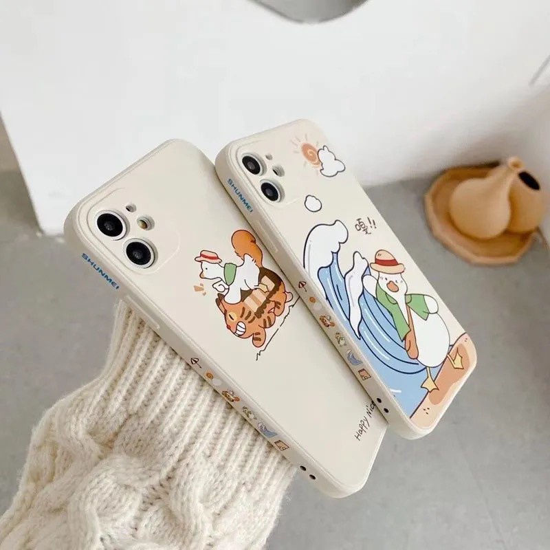 Ốp lưng iphone cạnh vuông in hình viền ngỗng sóng lừng 6splus/7plus/8/8plus/x/xr/xs/11/12/pro/max/plus/promax DT08