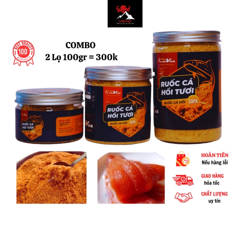 Ruốc cá hồi tươi Sapa COMBO 2 LỌ 100gr chuẩn 100%, Giàu dinh dưỡng thơm ngon cho mọi lứa tuổi, làm trực tiếp tại Sapa.