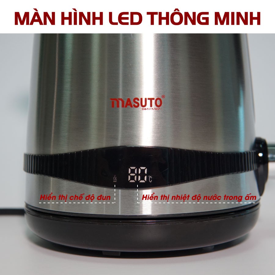 [MUA 1 TẶNG 1] Ấm Siêu Tốc Thông Minh 3in1 CHÍNH HÃNG Masuto Công Nghệ Nhật Bản