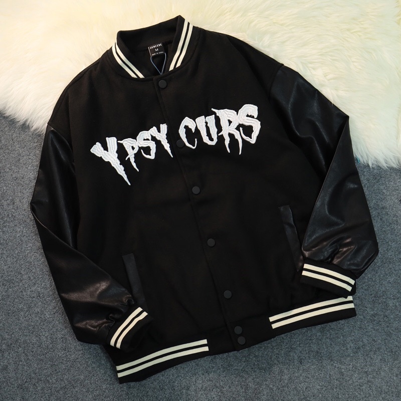 Áo khoác bomber vasity YBSY kaki phối tay da
