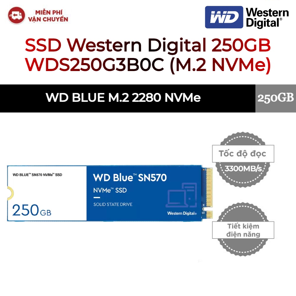 Ổ Cứng SSD Western Digital Blue 250GB WDS250G3B0C (M.2 2280 PCIe NVMe3 x4)