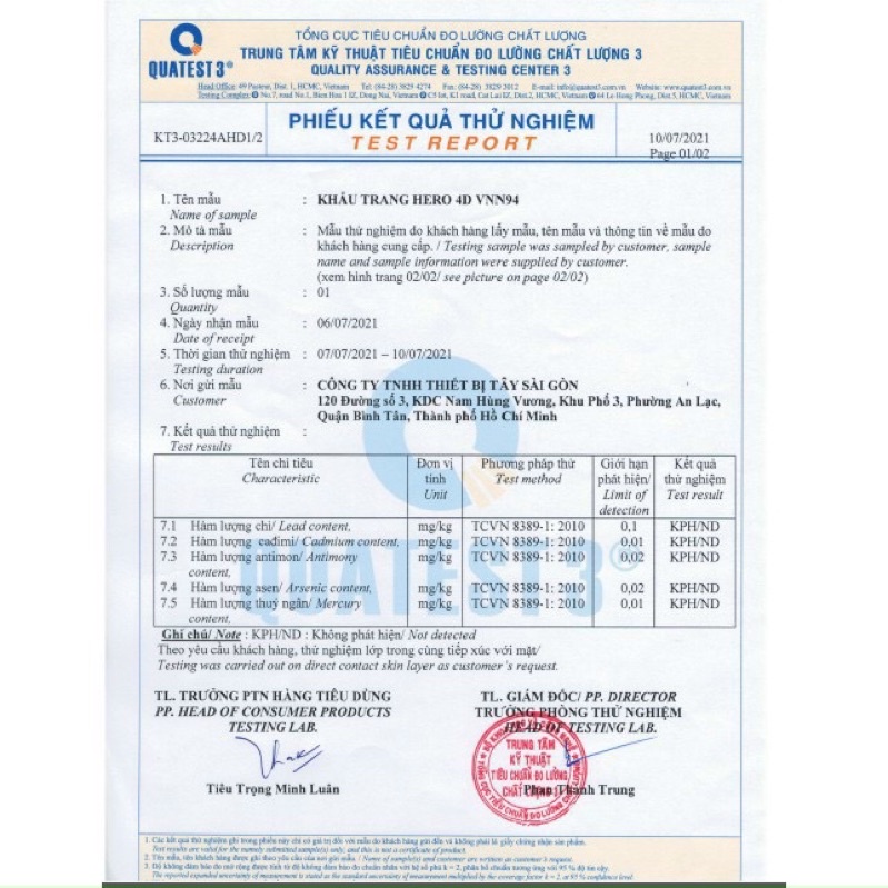 Khẩu Trang Hero 4D KF94 TSG Công Ty Thiết Bị Tây Sài Gòn