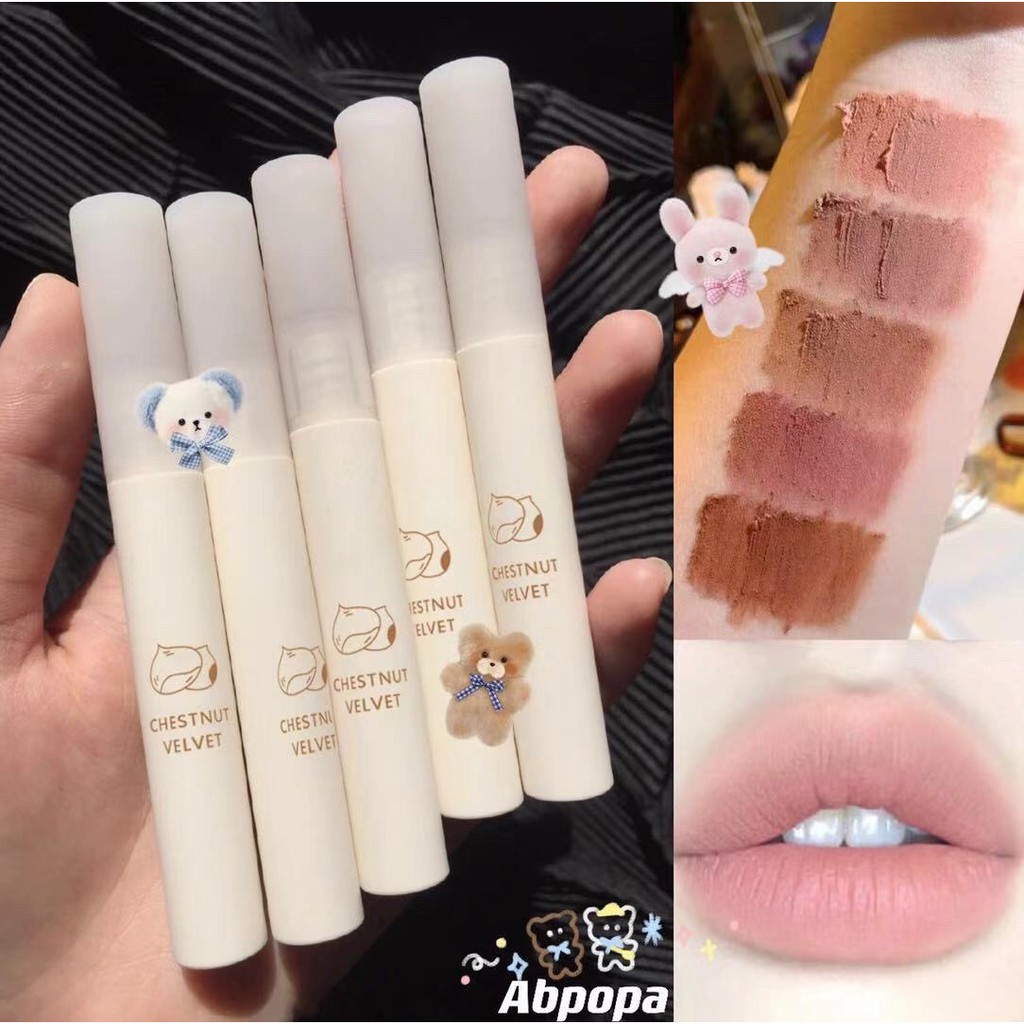 Son Kem Chestnut Velvet Màu Lì Không Thấm Nước Mềm Mịn Lâu Trôi