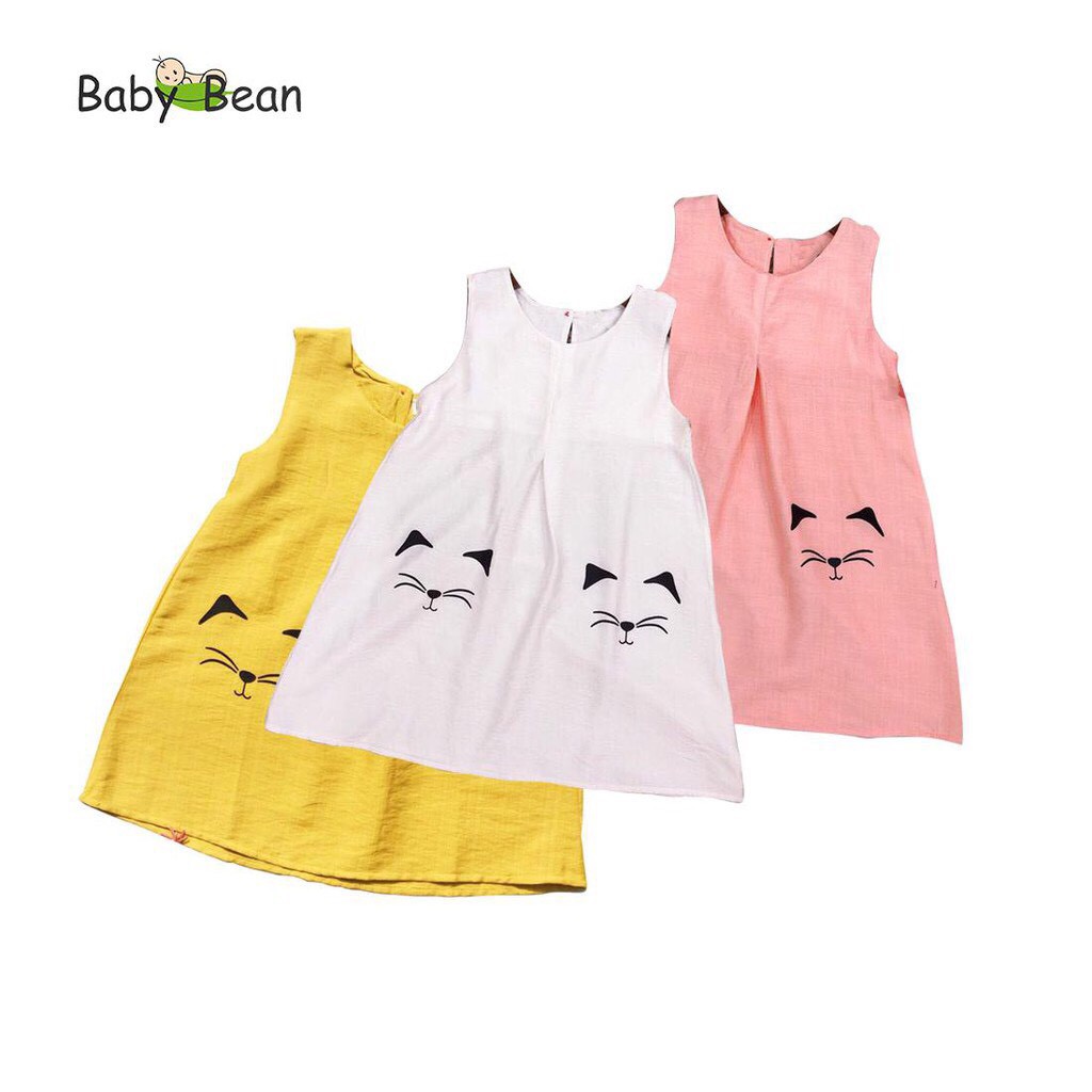 [MÃ THƯƠNG HIỆU YÊU THÍCH Voucher giảm 10%] Đầm Đũi In Mèo bé gái BabyBean