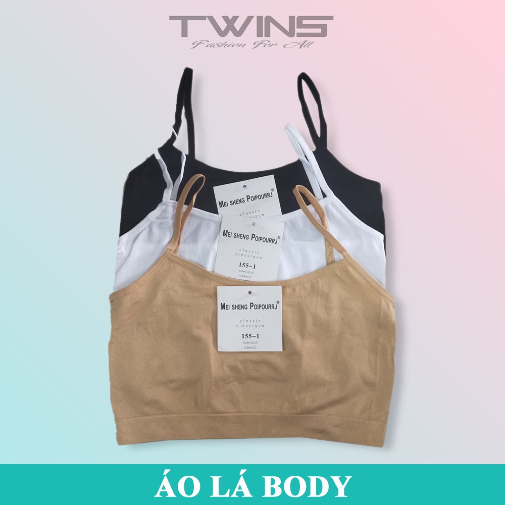 Áo lá nữ 2 dây SD155 chất thun dệt ôm body siêu co giãn 3 màu trắng, da, đen freesize dưới 65kg