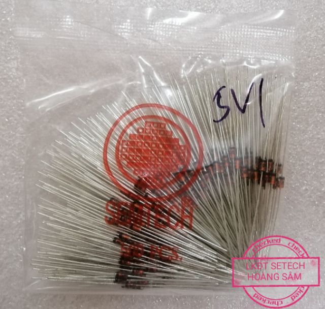 Bộ túi 10 chiếc Đi ốt diode ổn áp Zener chân cắm 0.5W các trị số