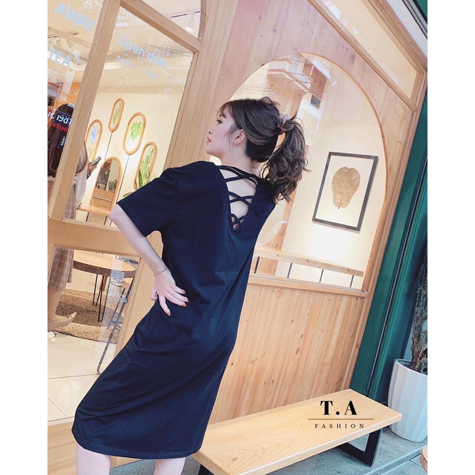 Đầm suông nữ Shynstores - váy xuông cotton Mick cộc tay cổ tròn đan dây lưng form rộng freeship | BigBuy360 - bigbuy360.vn