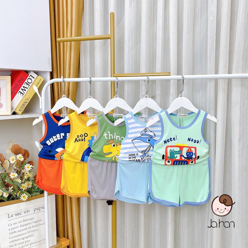 Bộ ba lỗ xách nách đảo khủng long tiền sử cho bé trai bé gái chất liệu thun lạnh cao cấp ATKID Việt Nam