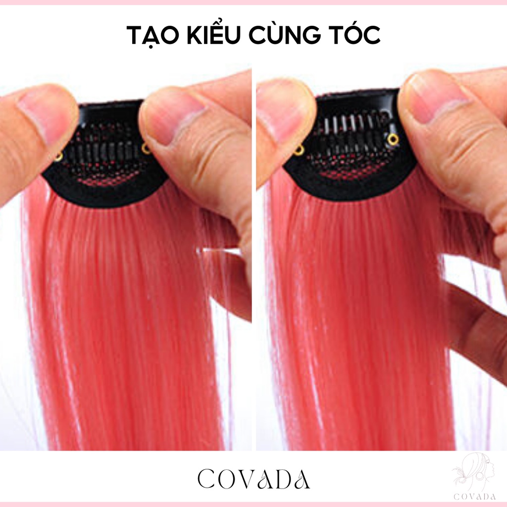 Tóc giả nữ COVADA highlight kẹp dải xoăn dài cá tính TG18