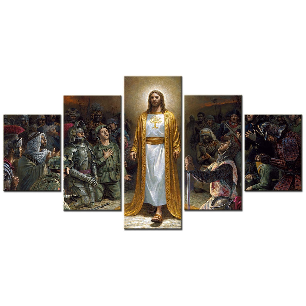 Set 5 Tranh Vải Bạt Treo Tường In Hình Chúa Jesus Hiện Đại Trang Trí Nhà Cửa