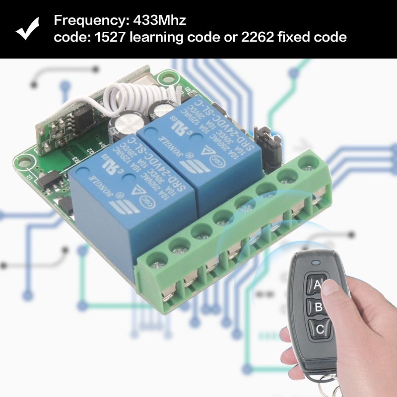 Công tắc điều khiển từ xa không dây DIESE 433Mhz RF 1527 có pin cho đèn cửa gara DIY