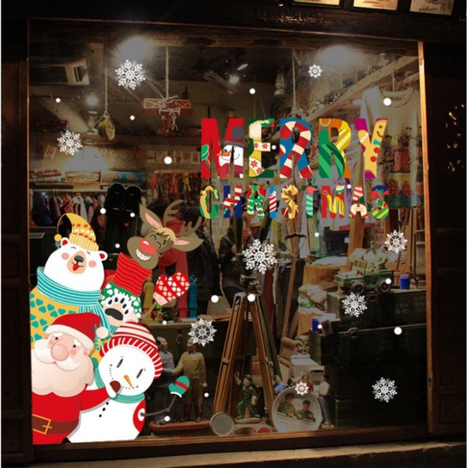 Decal Trang Trí Noel - Bốn nhân vật đêm đáng yêu noel