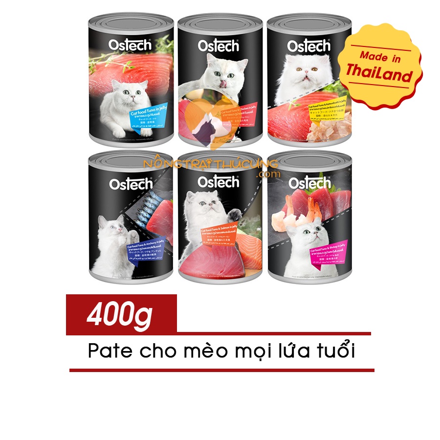Pate Lon Ostech Black Label 400g Cho Mèo Mọi Lứa Tuổi - ĐỦ 6 VỊ