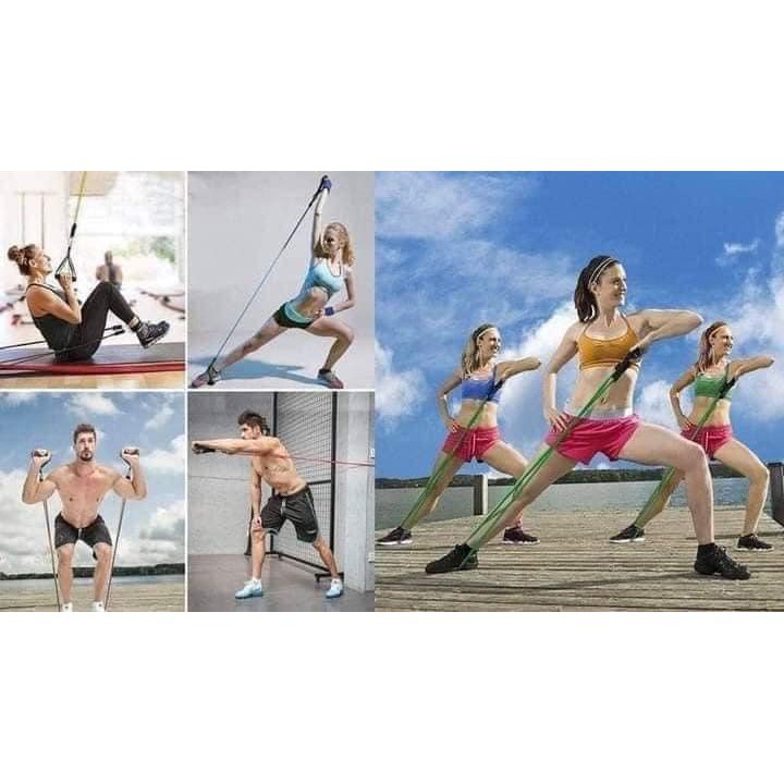 Bộ Dây Ngũ Sắc Tập Gym Đàn Hồi Cao Cấp 11 món