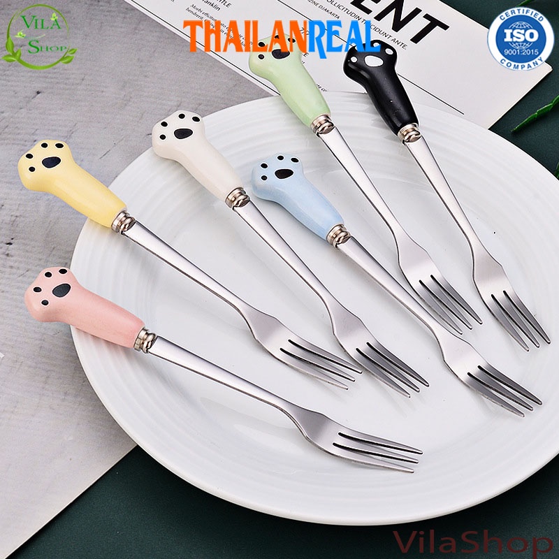 Thìa Dĩa Inox Cán Sứ, Dĩa Inox Họa Tiết Cao Cấp Hàn Quốc Đa Năng Nhiều Hình Dáng Kích Thước Sử Dụng An Toàn Tiện Lợi