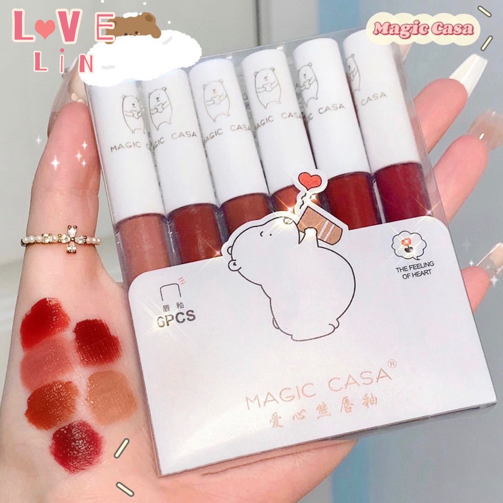 [Hàng mới về] Set 6 thỏi son kem lì nhung mịn thích hợp cho các bữa tiệc