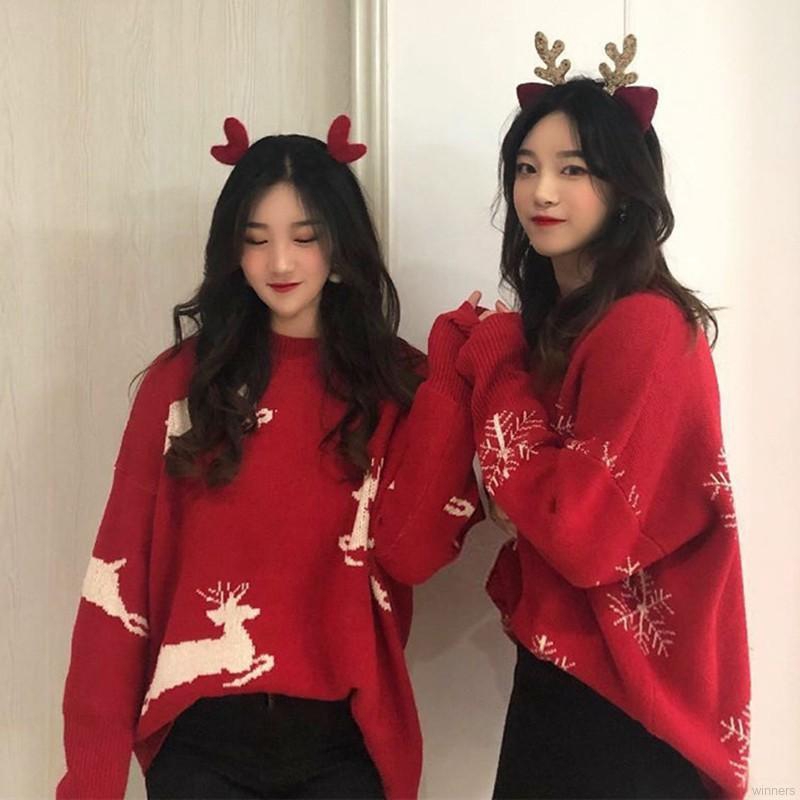 Áo len form rộng màu đỏ họa tiết giáng sinh | BigBuy360 - bigbuy360.vn