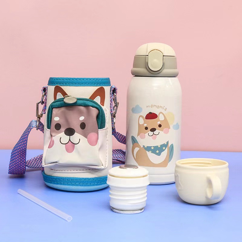 Minchun123:Bình giữ nhiệt có ống hút, tay cầm360-380ml  cho bé