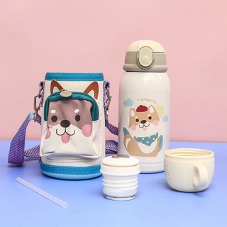 Minchun123:Bình giữ nhiệt có ống hút, tay cầm360-380ml  cho bé