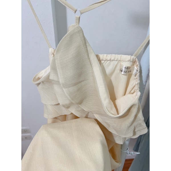 Váy 2 Dây cổ yếm hở lưng thiết kế 2 lớp  Dáng Baby Doll Mặc Dã Ngoại, Đầm Cổ Yếm Màu Be đi biển dạp phố