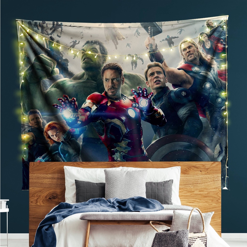 Tranh Vải Decor Marvel Chất Liệu Lụa Cao Cấp - Tặng Kèm Đèn Led