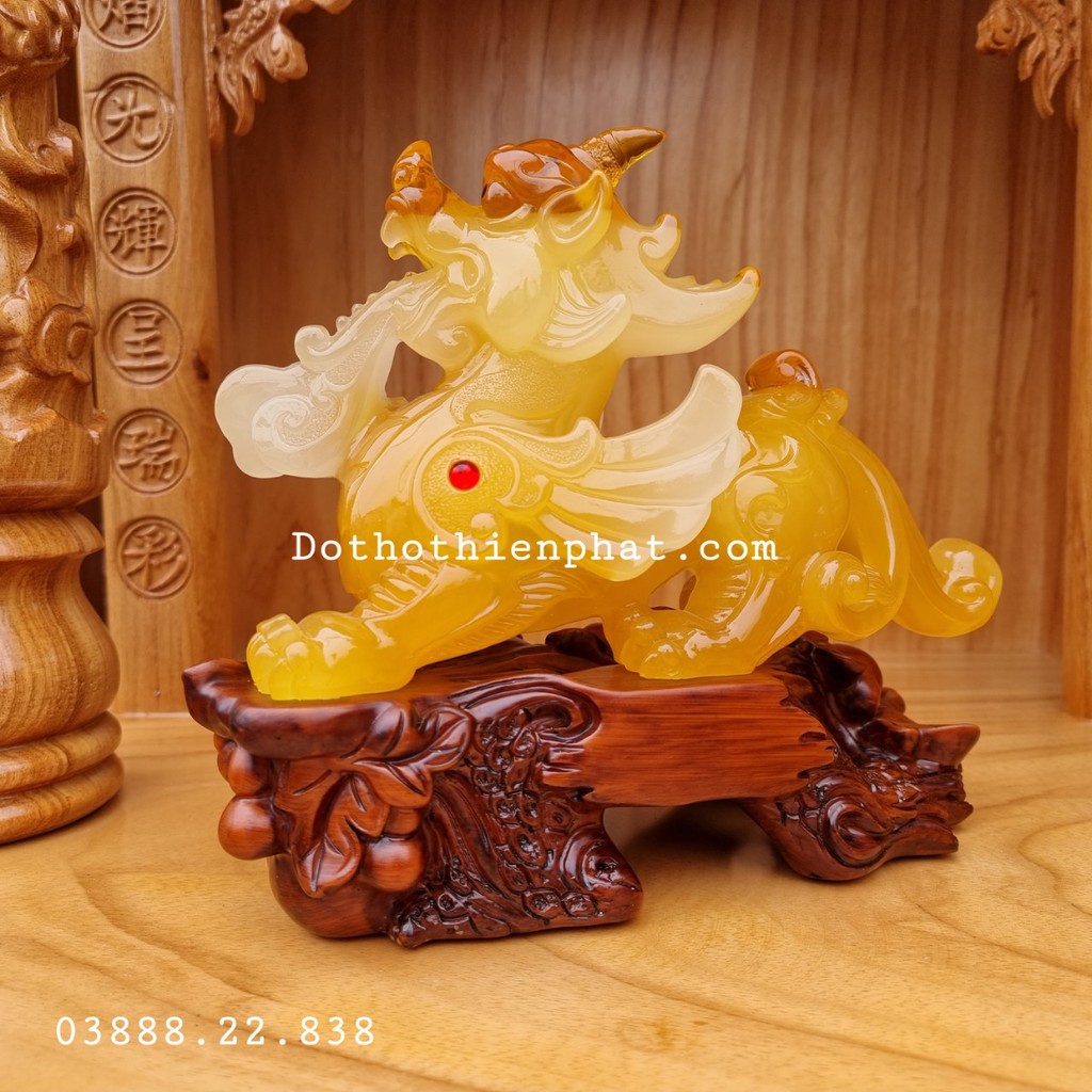 Tỳ Hưu Phong Thủy màu vàng ngang 27cm