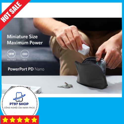 Cốc Sạc Nhanh ANKER PowerPort PD Nano 18W 1 cổng USB-C PD - A2716 - Cốc cho Iphone 11Pro/ 12/ 12pro/12promax/ 13/ 13Pro
