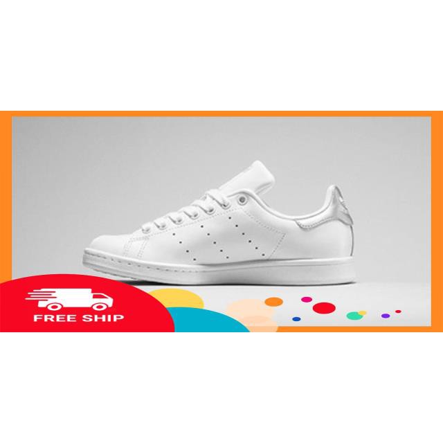 [SALE + FREESHIP] Giày thể thao nam nữ Adidas Stan Smith Silver ( gót bạc )