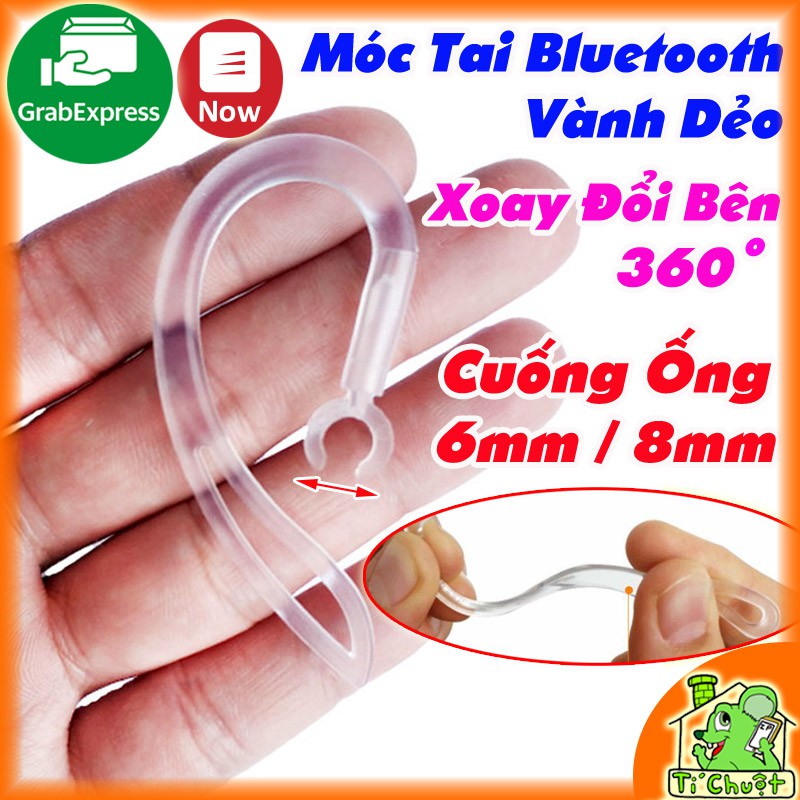 [Vành Dẻo Xoay 360°] Móc Tai Bluetooth 6mm, 8mm Xoay Đổi Bên Không Cần Tháo Móc