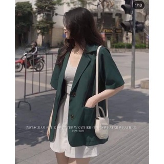 Khoác blazer tay ngắn 1 lớp dáng rộng đủ màu