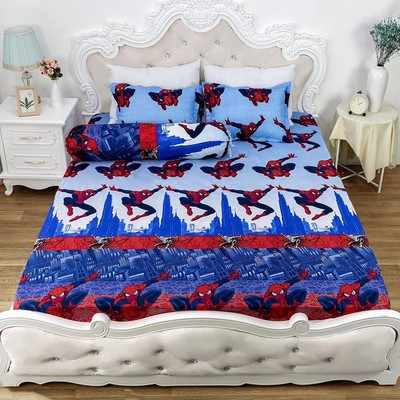 [Hàng đẹp] Ga gối Poly Sét 3 Món Ga + 2 Vỏ Gối | Mẫu Người Nhện (được chọn mẫu)