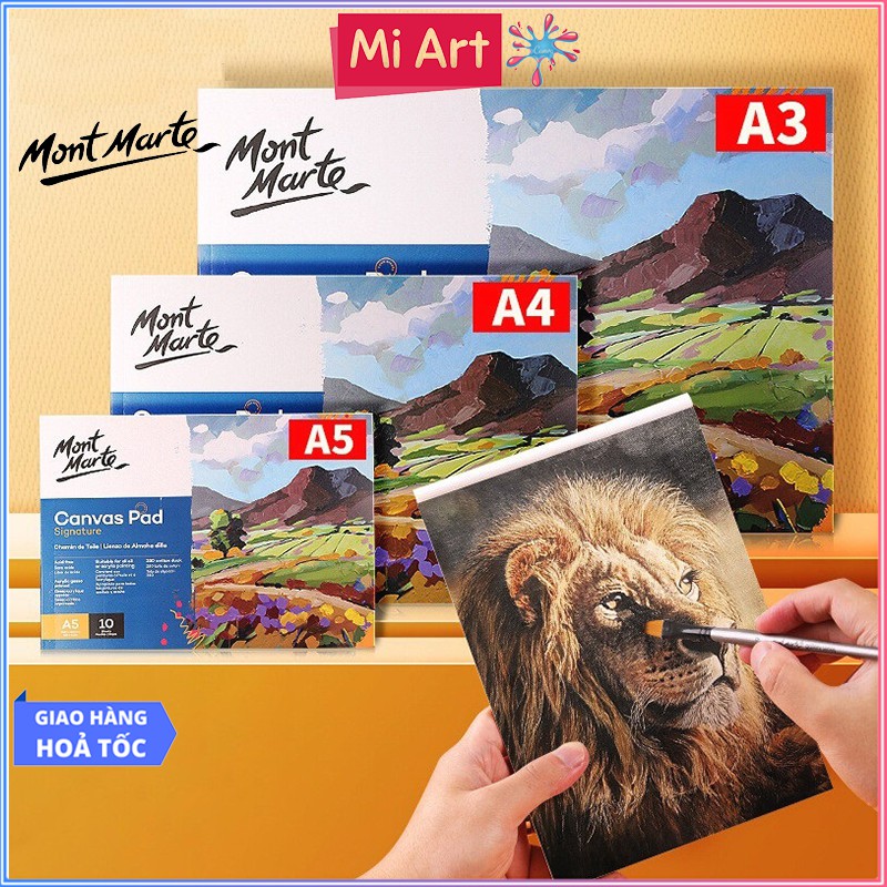 Sổ Canvas Vẽ Màu Acrylic, Sơn Dầu, Canvas Pad Mont Marte A3 A4 A5