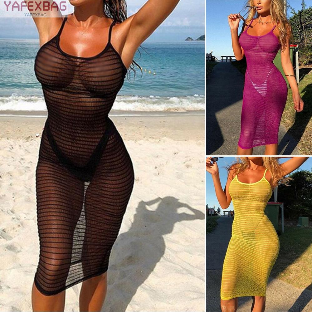 Ladies Women's Dress Crew neck Bodycon Casual Midi Slim fit Spaghetti strap