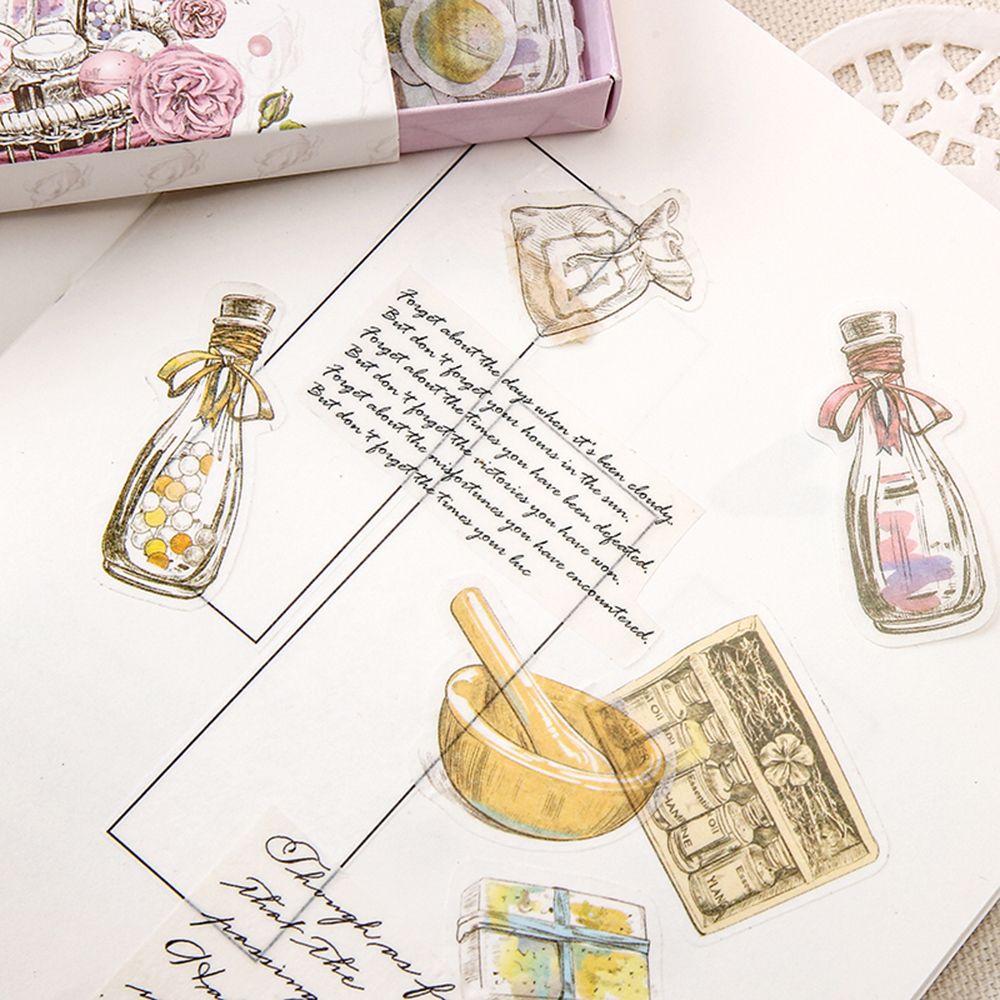 Set hộp 40 miếng dán trang trí album ảnh phong cách cổ điển xinh xắn