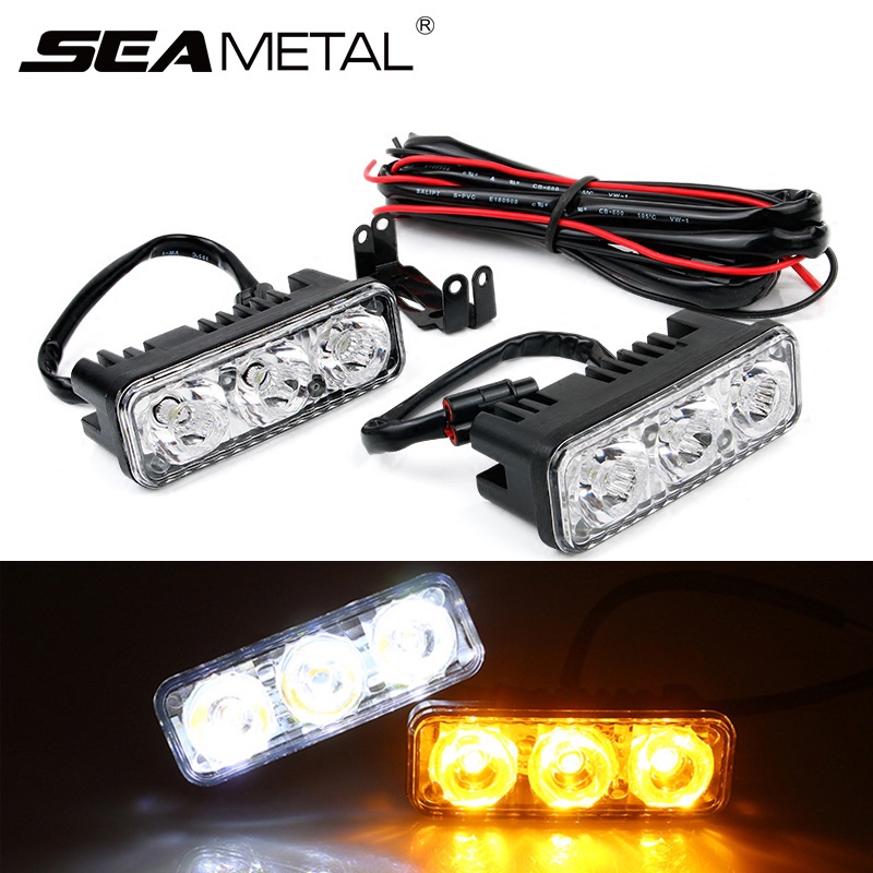 Xe ô tô 3W Đèn led chạy ban ngày DRL Đèn tín hiệu rẽ trên ô tô 3 LED 12V Đèn sương mù không thấm nước Thiết bị điện