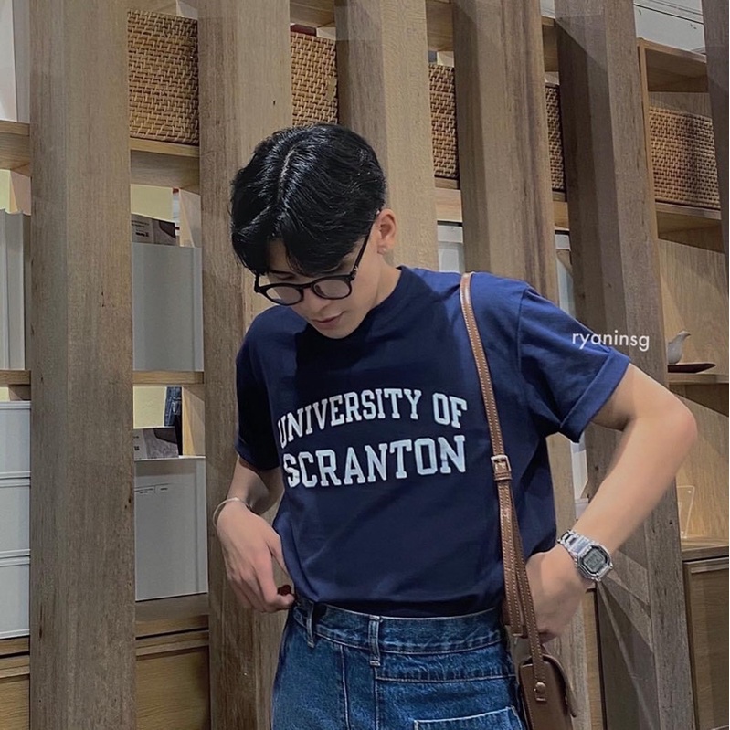 RYAN - Áo thun nam UNI đỏ xanh ngắn tay vải cotton 4 chiều thương hiệu RYAN form rộng phong cách Hàn Quốc