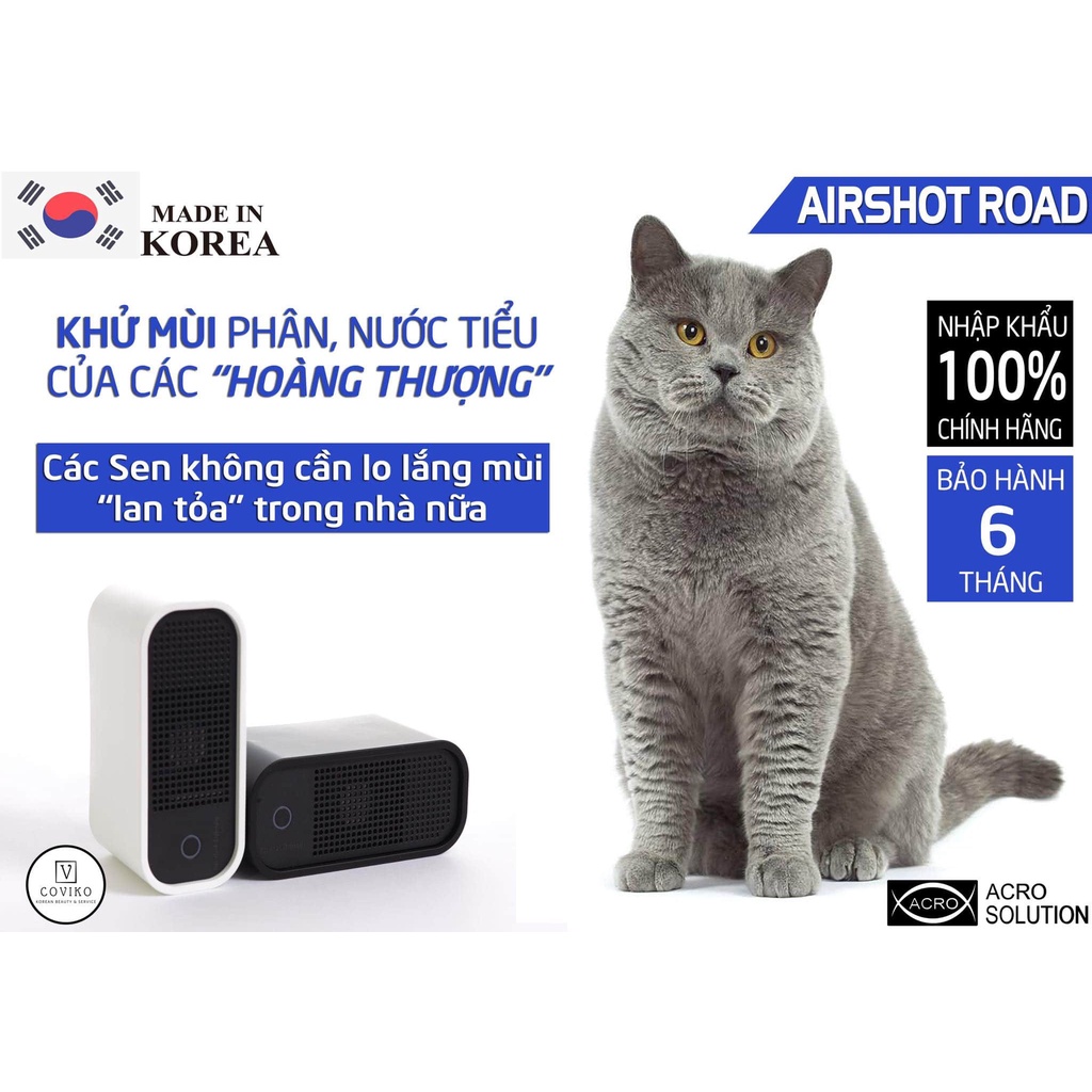 Máy Lọc Không Khí Mini Khử Mùi Hôi Thú Cưng Giúp Không Khí Sạch Thoáng AIRSHOT ROAD 180g Chính Hãng Hàn Quốc
