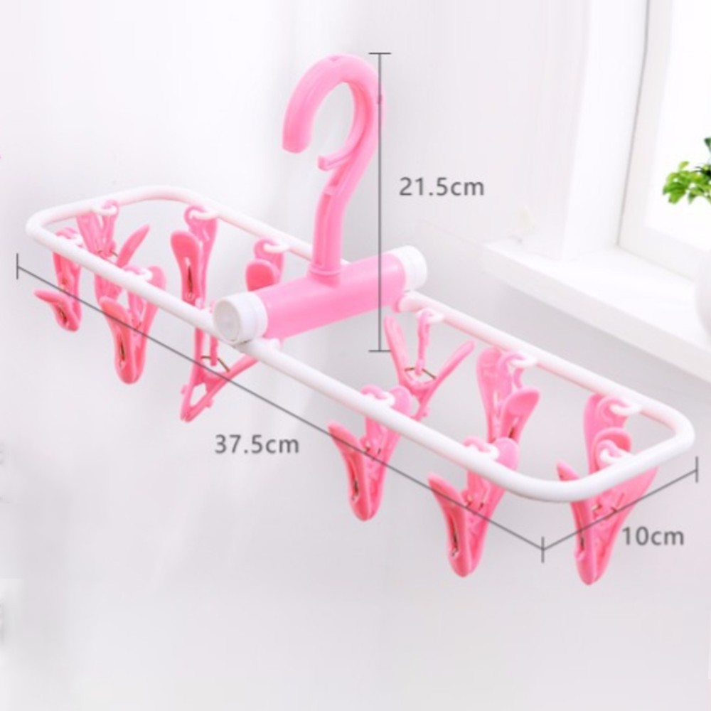 Móc chùm 12 kẹp treo phơi quần áo, đồ baby, tã lót, tất gấp gọn