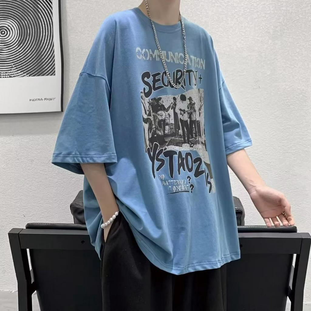 Áo Thun Tay Ngắn Dáng Rộng Cỡ Lớn M-5XL 4 Màu Lựa Chọn Thời Trang Cho Nam