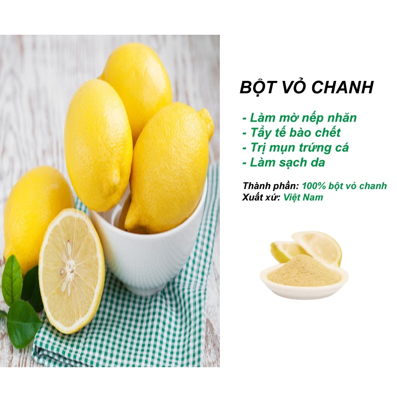 Bột vỏ chanh nguyên chất (100g) Làm bánh, đẹp da, TTB chết, mềm da