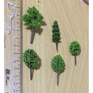 5 mẫu cây nhựa mô hình 3-4cm làm nhà tăm tre, đường ray, nhà búp bê, nhà mô hình