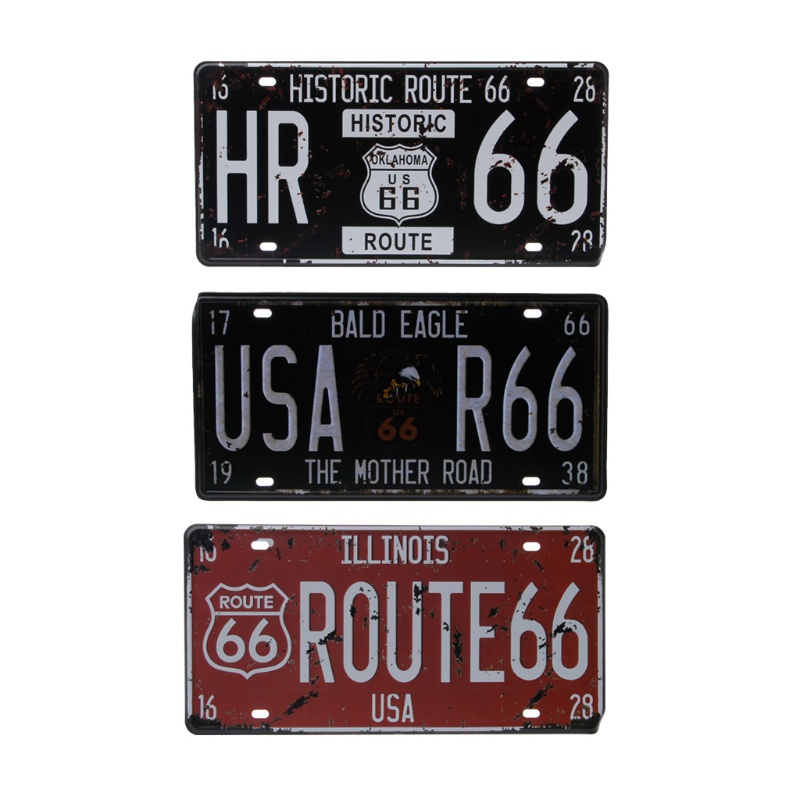 Biển Số Xe Hơi US Route 66 Cr Vintge Plte Metl Wll Crft Phong Cách Retro