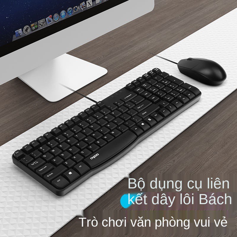 Bộ chuột và bàn phím có dây Rapoo K120 USB chống nước chơi game văn phòng