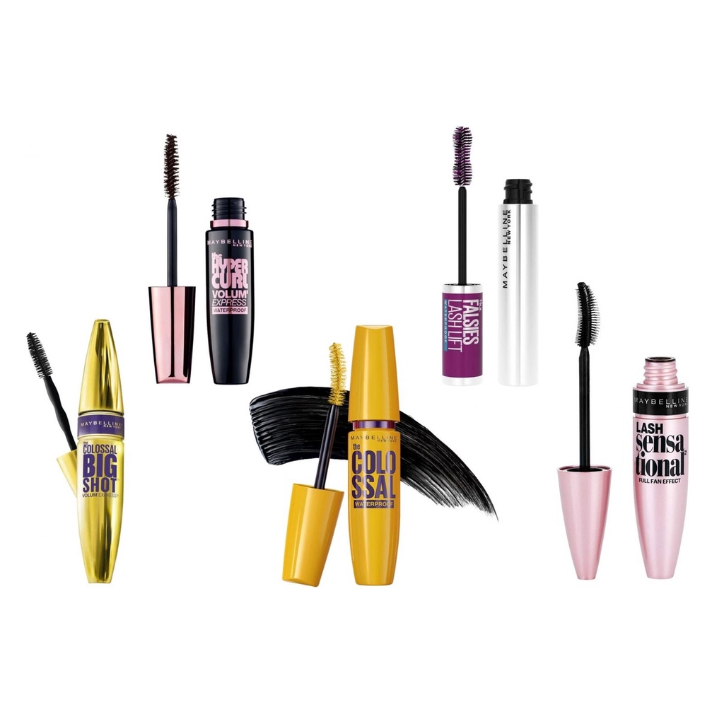 Mascara Maybelline  vàng -tím - đen hồng Hyper Curl - Big Shot - The Falsies Lash Lift Không vỉ