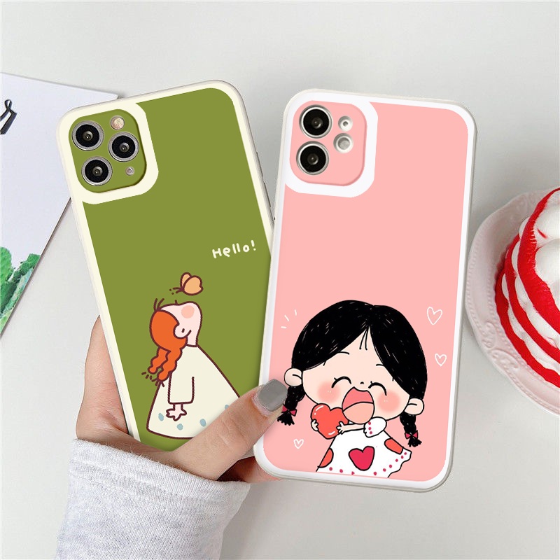 [ IPHONE ] Ốp Lưng girl vui nhộn Màu Bảo Vệ CAMERA  vuông  ốp iphone 12 pro /x/ 8plus/11 pro/11/12 pro max/13/ tr1183