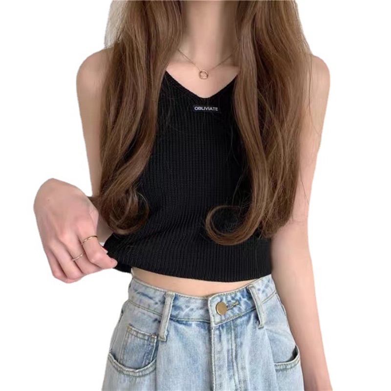 IELGY summer tide short sling knit bottoming outer wear women