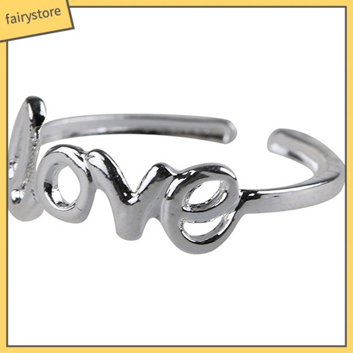 Nhẫn đeo ngón tay/ ngón chân phối chữ Love thiết kế đơn giản cho nữ